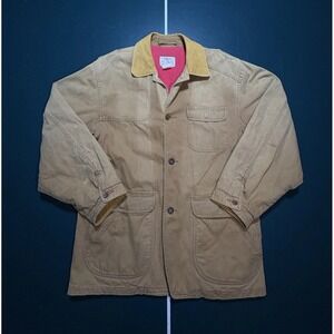Vintage Orvis Field Jacket Mens Large Corduroy Collar Barn Chore Coat Canvas 90s